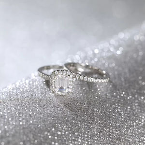 Роскошное кольцо из муассанита, 2 карата, 925 стерлингового серебра, женские винтажные Подарочные Кольца для невесты, комплект из кольца с радужным муассанитом - Product Image 2