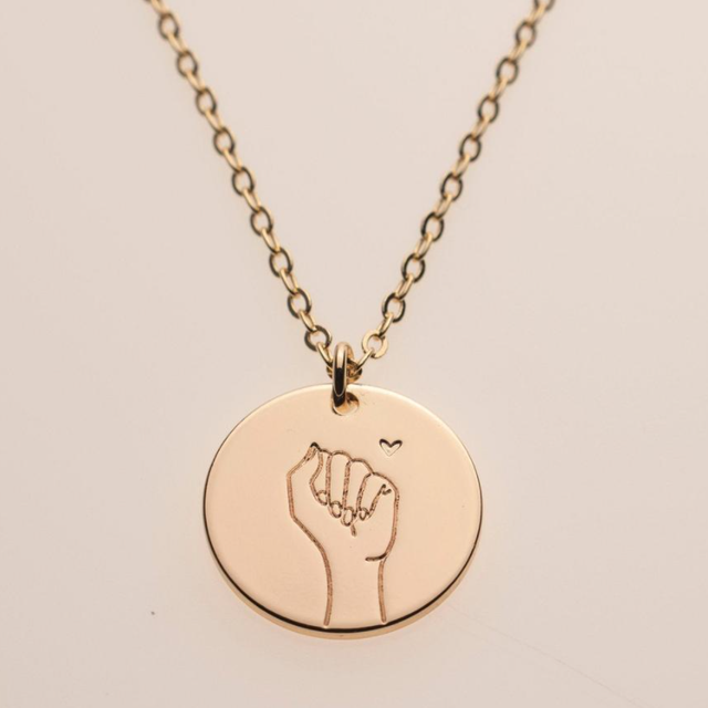 High Quality Feminist Power Girl Hand Gesture Pendant Necklace Dainty Charm Initial Stainless Steel Necklace