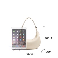 Nouveau Sac Hobo en Cuir Véritable Multicolore 2026 pour Femme – Sac Bandoulière Minimaliste en Forme de Croissant