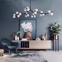 Branches d'arbre moderne lustre à LED boules de verre lampes suspendues boule de décoration moléculaire suspension de luxe pour la maison