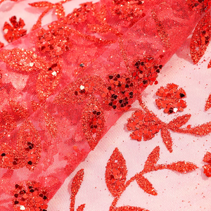 Produttore all'ingrosso a forma di cuore con paillettes ricamate in maglia di tessuto Glitter poliestere maglia per abiti da sera accessori - Product Image 6