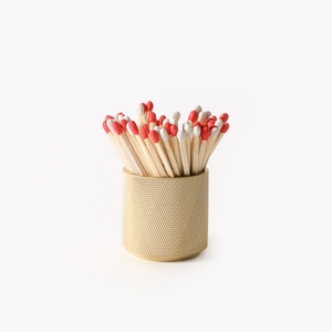 MAXERY Brass Match Stick Holders With Striker On the Bottom Stain Brass Matchbox Gold Knurled Matchstick Box