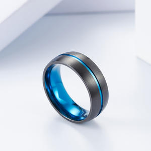 Black And Blue <b>Titanium</b> Steel <b>Ring</b> For <b>Men</b> Simple Fashion Jewelry Gift K R318 - Product Image 3