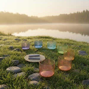 مجموعة أوعية الكريستال الصوتية للعلاج بالصوت، وعاء كريستالي للتأمل، أداة شفاء صوتي لتوازن طاقة الجسم - Product Image 2