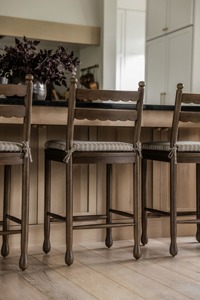 Sgabelli da bancone in stile vintage <span class=keywords><strong>con</strong></span> schienale scanalato in legno e seduta imbottita a righe, sedia da <span class=keywords><strong>tavolo</strong></span> da pranzo - Product Image 3