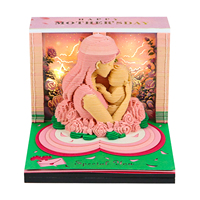 Bloc-notes 3D avec calendrier 2027, cadeau pour la fête des mères, sculpture mère-enfant avec lumière LED, bloc-notes en cube de papier avec décoration de bureau, boîte en acrylique