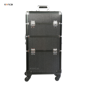 Koncai fama nhà máy kim cương đen chuyên nghiệp lớn xe đẩy nhôm mỹ phẩm trường hợp cán trang điểm trường hợp với khay KC-TR002 - Product Image 2