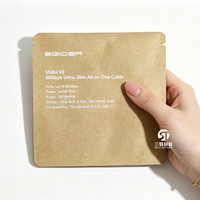 Bolsas de Embalaje Personalizadas de Papel Kraft para Cables Tipo-C |   Bolsas con Cierre Deslizante de 3 Lados para Accesorios Electrónicos