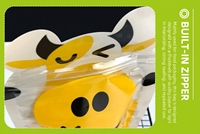 Pochette à fermeture éclair verticale motif vache mignonne avec fenêtre transparente, sac d'emballage refermable pour snacks, noix, bonbons, fruits secs, sac cadeau
