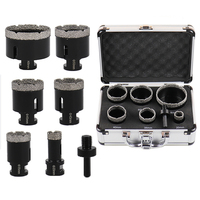 Kit de 7 forets diamantés pour carrelage, granit et marbre, pour meuleuse d'angle, forets à trépan soudés sous vide pour perçage à sec et humide