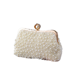 Women Pearl Evening <strong>Bag</strong> Bride Beaded <strong>Clutch</strong> Purse Cream White <strong>for</strong> <strong>Wedding</strong> Party <strong>Ivory</strong> White Pearl Evening <strong>Bag</strong> - Product Image 6