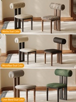 Chaise de salle à manger en bois massif avec dossier en velours, style vintage français du milieu du siècle, sensation premium, pour hôtel et usage domestique, tabouret de coiffeuse design Hippo