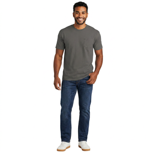 T-shirts en jersey pour hommes sur mesure de haute qualité, coupe ajustée, fabrication professionnelle avec logo imprimé à motif uni à prix avantageux - Product Image 1