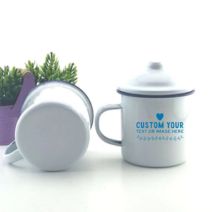 Mug en émail vintage de Singapour de 10 cm, personnalisé, de qualité alimentaire, en acier, pour le camping, avec couvercle - Product Image 1