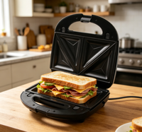 Machine 3-en-1 Professionnelle en Acier Inoxydable : Four Électrique, Grill de Contact Panini et Appareil à Sandwichs/Hot-dogs pour Usage Domestique