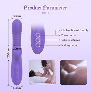 Silicone Femelle Sex Toy <span class=keywords><strong>Lesbienne</strong></span> Poussée Télescopique Sucer Spinning Gode Clitoris G Dot Lapin Vibrateur IPX7 Étanche Chauffage - Product Image 6