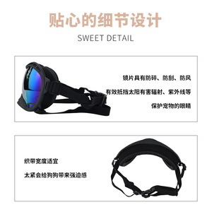 Lunettes de soleil pour chien, monture complète, verres photochromiques, sangle réglable, coupe-vent, randonnée, multifonctionnelles # 3021 - Product Image 3