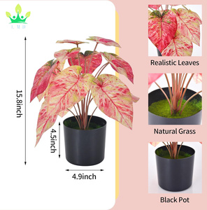 ประดิษฐ์กระถาง<span class=keywords><strong>สีชมพู</strong></span> Caladium พืชในร่มFaux Taroพืชหม้อสําหรับHome Officeโต๊ะห้องน้ําห้องนอนGreeneryตกแต่ง - Product Image 4