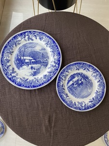 จานสเต็กเคลือบลายวิวหิมะฤดูหนาวสไตล์คันทรีอเมริกัน จานอาหารค่ำ จานพาสต้า ถ้วยกาแฟพร้อมจานรองสำหรับน้ำชายามบ่าย - Product Image 5