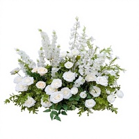 Arrangement floral artificiel en soie rose et bleu tendance 2026 pour allée de mariage, décoration de mariage pour entrée et fête