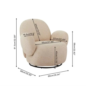 Fauteuil d'appoint pivotant capitonné pour salon et salle à manger, confortable et rembourré, au design moderne pour la décoration de la maison, du bureau et de la chambre. - Product Image 6