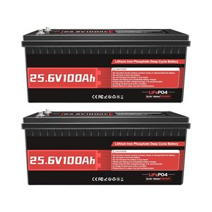 Paquete de 2 Baterías de Litio LiFePO4 de 24V 100Ah con BMS de 100A Integrado, Salida de Potencia de 2560W, hasta 15000 Ciclos para Sistemas Solares Fuera de la Red para Vehículos Recreativos - Product Image 1