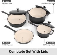 Batterie de cuisine Geling antiadhésive grise à induction, en fonte, 7 pièces, du fabricant chinois – Vente chaude