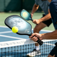 Raquette de pickleball en fibre de carbone OEM de qualité supérieure, noyau en nid d'abeille de 16 mm, logo personnalisé, couleur et motif, entraînement pour adultes, vente en gros d'usine