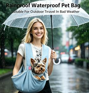 Waterproof Pet Sling Carrier Bag For Dogs Outdoor Travel Rainproof Crossbody <b>Backpack</b> Light Blue Cute Design - Product Image 1