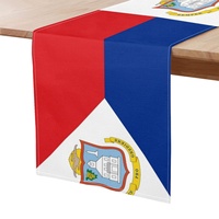 Taplak Meja Poliester Kustom Bendera Saint Martin, Taplak Meja Melindungi Permukaan Meja dari Kotoran untuk Makan Sehari-hari, Pesta