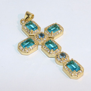 CZ8677 Ciondoli a Croce Grande Boho Placcati Oro 18K con Zirconia Cubica Scintillante, Forniture per Gioielli Religiosi per la Creazione di Collane - Product Image 4