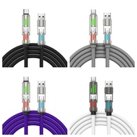 Câble de charge rapide Type-C 4-en-1 en silicone ultra-doux 240W avec indicateur lumineux LED, câbles USB Type C multiples pour téléphones
