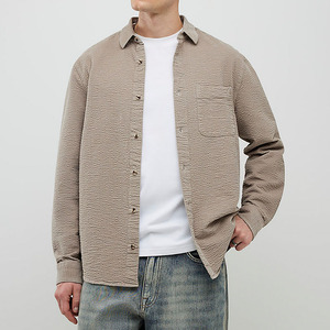 Chemise-veste en velours côtelé <span class=keywords><strong>beige</strong></span> pour homme, manches longues, boutonnée, avec poche poitrine, tissu côtelé doux pour vêtements de travail décontractés - Product Image 2