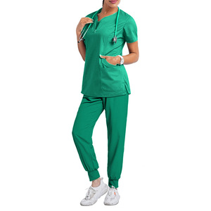 Women's <b>Scrub</b> Suit Set Moisture Wicking Knitted Split Hospital Uniforms For Clinic Work <b>Clothes</b> - Product Image 5