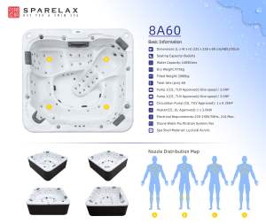 ג'קוזי ספא חיצוני ל-<span class=keywords><strong>8</strong></span> אנשים עם 6 מושבים, 2 מיטות שיזוף, עיצוב ניתן להתאמה אישית עם כיסוי וסולם - Product Image 2