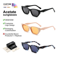 Lunettes de soleil œil-de-chat audacieuses à monture en acétate, verres TAC teintés écaille, style rétro minimaliste, personnalisables OEM/ODM avec logo