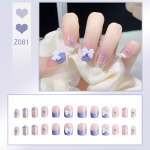 <span class=keywords><strong>Uñas</strong></span> <span class=keywords><strong>postizas</strong></span> de ataúd color lavanda <span class=keywords><strong>con</strong></span> lazo blanco, corazón, cuadros y cruz, reutilizables, estilo Ins, <span class=keywords><strong>con</strong></span> <span class=keywords><strong>pegamento</strong></span>, 24 piezas - Product Image 3