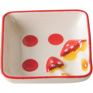 Mushroom-shaped square snack dish, household ceramic condiment dish, hot <b>pot</b> <b>dipping</b> dish, cute little dish, soy sauce and - Product Image 5