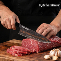 Couteau de chef professionnel KitchenBliss Sharp Kiritsuke Gyuto, manche ergonomique octogonal, acier Damas, pointe en K