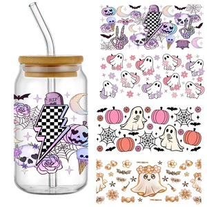 Cổ Điển Halloween Bóng Ma Yêu Tinh UV Dtf Tự Dính Cup Kết Thúc Tốt Đẹp 3D Pha Lê Cho Thủy Tinh Chống Thấm Nước Chống Xước - Product Image 1