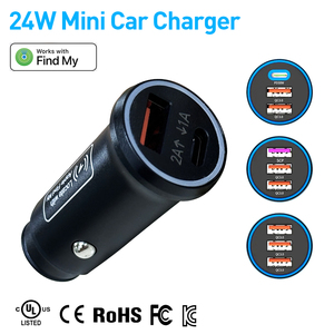 Caricabatterie per Auto Universale USB + Type-C in Materiale ABS, Uscita 12V/2A, Modello TR200, Certificazione MIF, Localizzatore Find My Tracker - Product Image 5