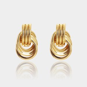Traje personalizado caliente multicapa geométrico grueso sobresaliente irregular geométrico 18K Pendientes chapados <span class=keywords><strong>en</strong></span> oro - Product Image 1