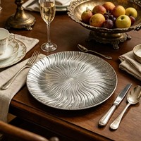 Assiette de Présentation Moderne Wojia 13 pouces en Plastique Doré Électroplaqué Effet Vague Vortex – Décoration de Table pour Mariages et Dîners