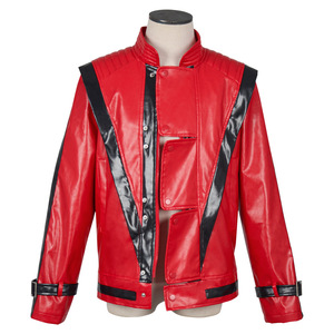 Veste en cuir rouge personnalisée Michael Jackson, costume de cosplay unisexe pour Halloween, performance sur scène Beat It <span class=keywords><strong>Thriller</strong></span> - Product Image 2