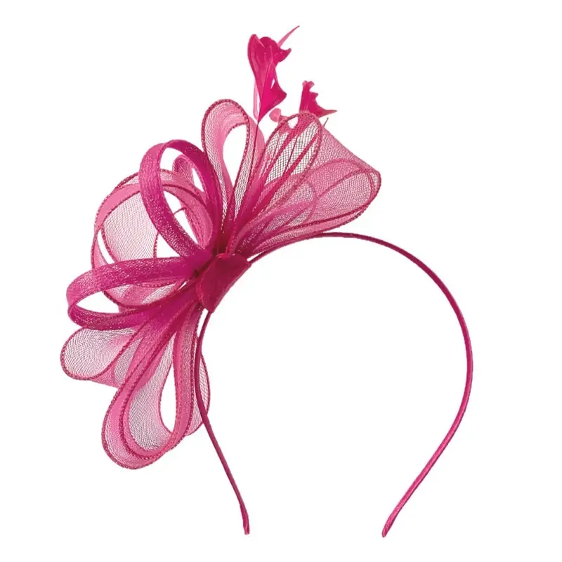 Accesorios para el cabello para mujer, gorra de cóctel rosa y roja, diadema de flores con plumas para fiesta de té