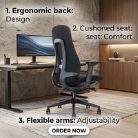 Chaise de bureau ergonomique en tissu Walsite avec hauteur et accoudoirs réglables, dossier ouvert, pour la maison ou le bureau