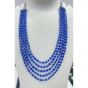 Collar Hecho a Mano de 5 Capas, Multicolor, con Cuentas Ovaladas Lisas de Jade Semipreciosa Auténtica, Collar de Varias Hebras de Piedra Natural - Product Image 4