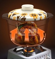 Casseroles en céramique peintes à la main modernes noires pour la maison, pot à soupe, couvercle en céramique, compatible lave-vaisselle, écologique, compatible cuisinière à gaz