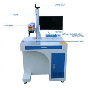 M2Y2-MYLM-D100 mesin penanda laser serat 100w versi desktop dengan Raycus atau MAX sumber laser untuk logam dengan satu tahun garansi