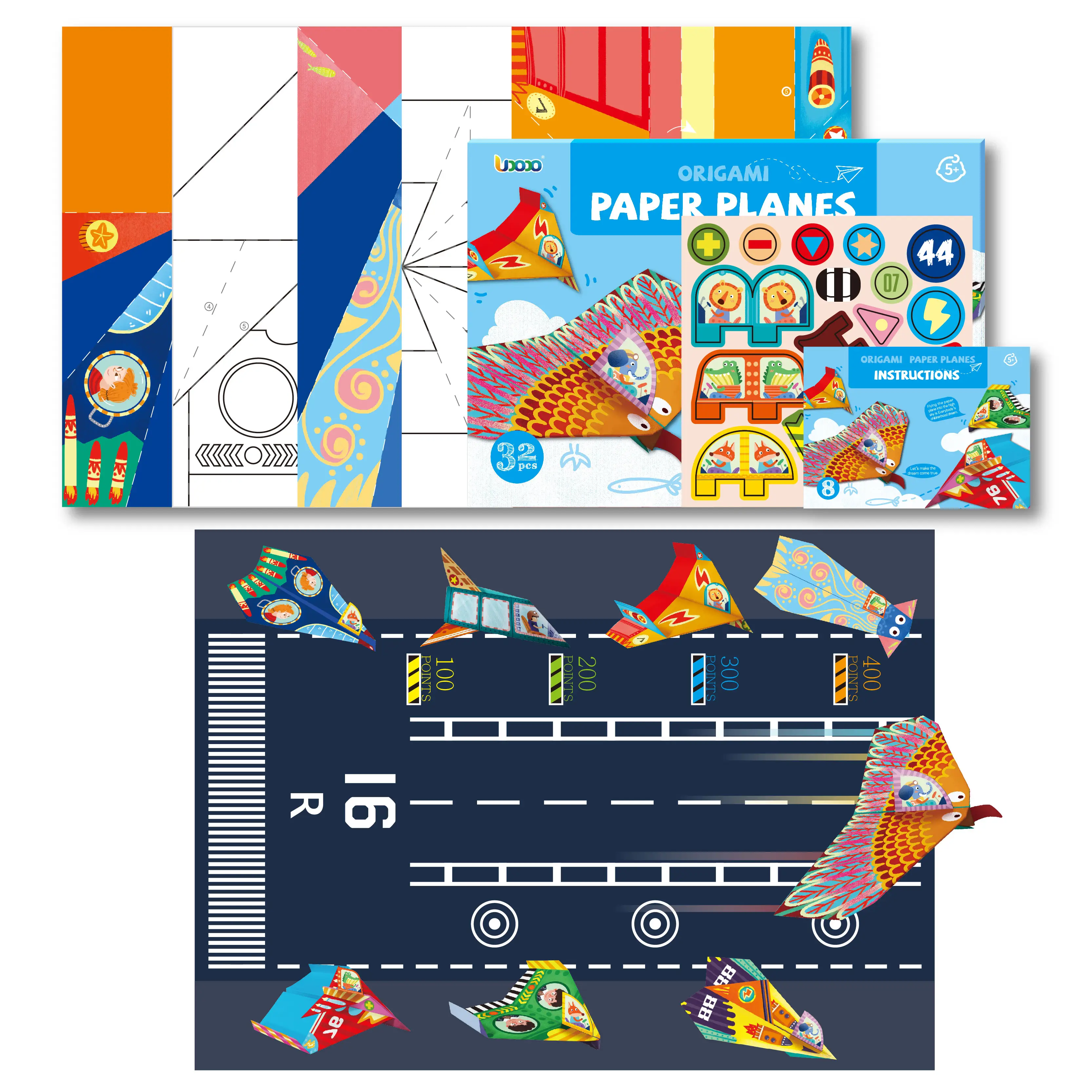 Amazon vendita calda FAI DA TE <span class=keywords><strong>aereo</strong></span> origami di gioco per i bambini, single-sided 3D pieghevole di carta